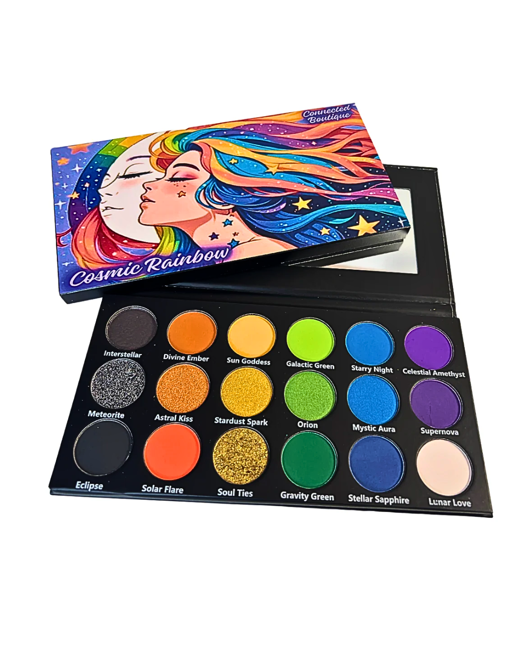 Cosmic Rainbow 18‑Shade Eyeshadow Palette – Celestial Hues & Glitter