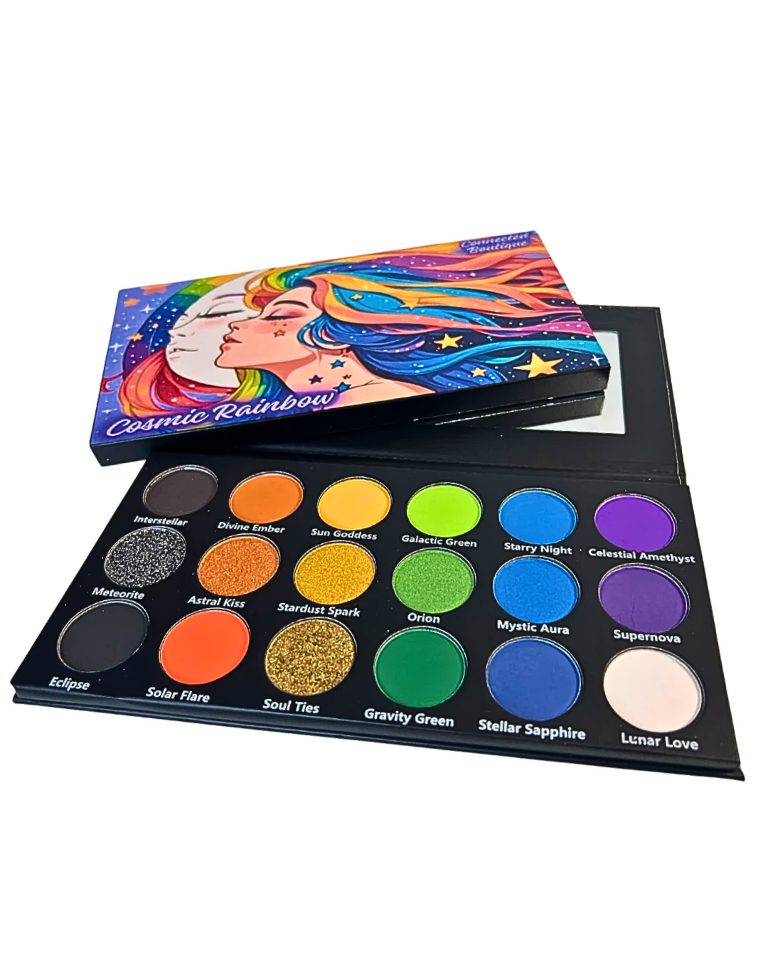Cosmic Rainbow 18‑Shade Eyeshadow Palette – Celestial Hues & Glitter