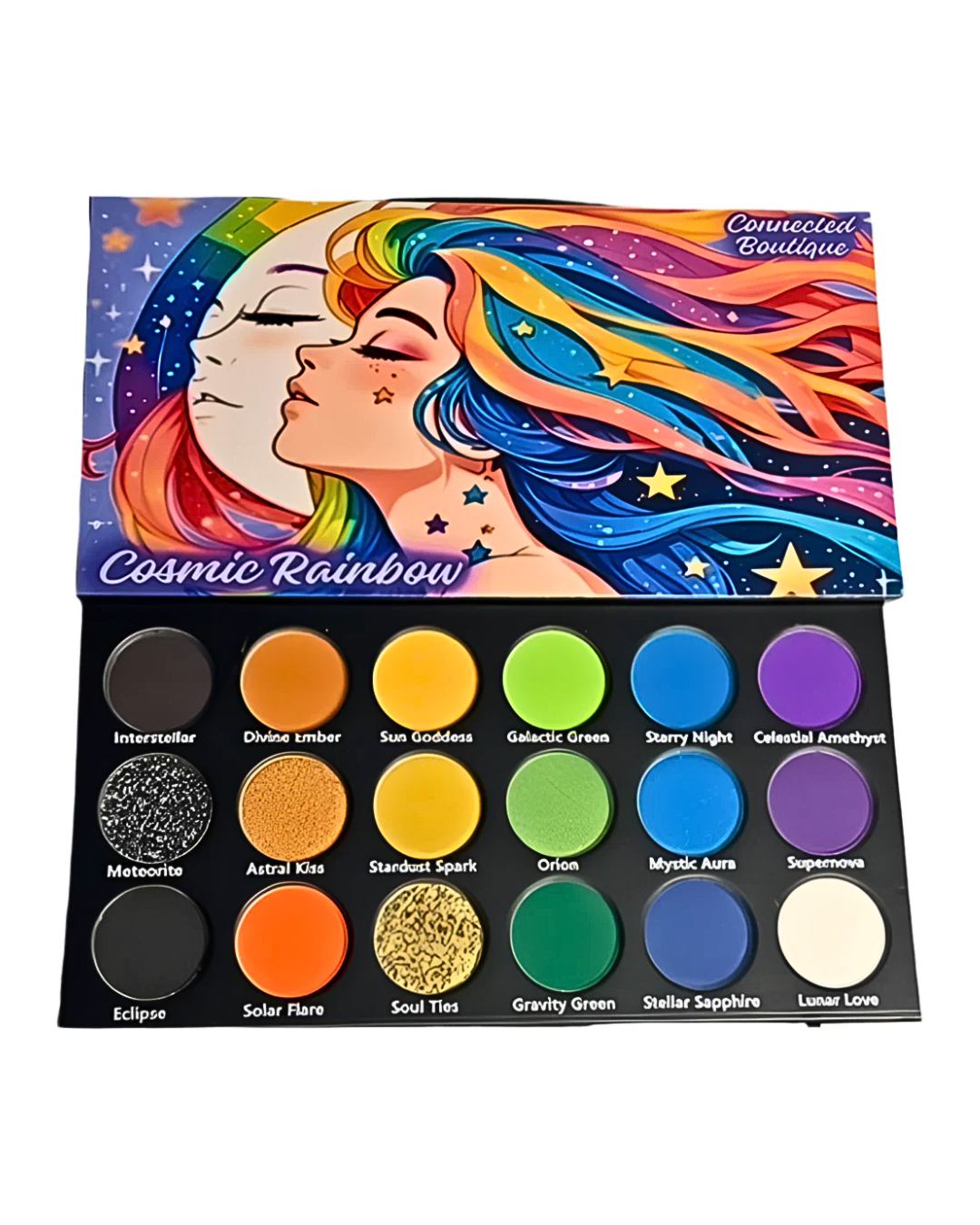 Cosmic Rainbow 18‑Shade Eyeshadow Palette – Celestial Hues & Glitter