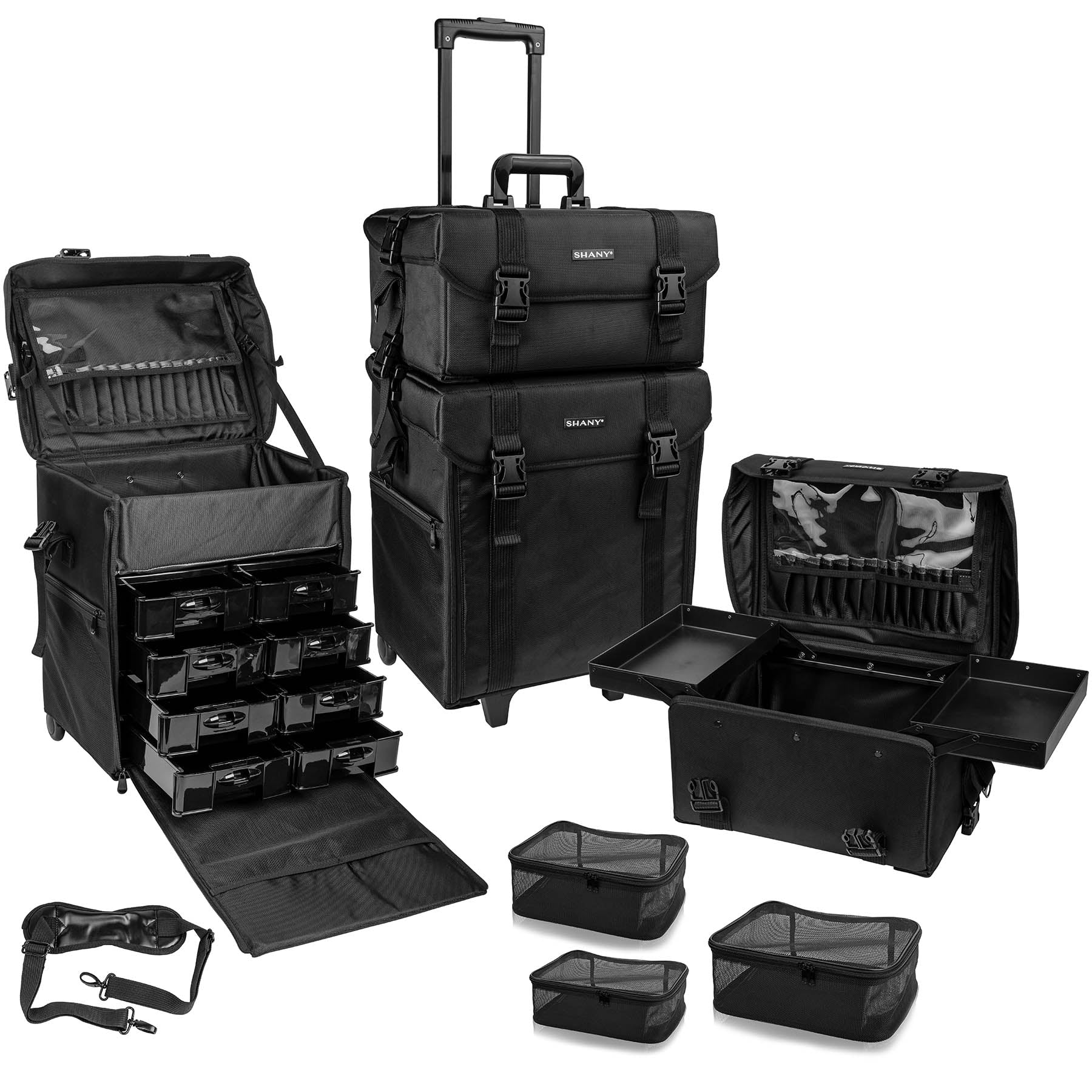 Soft Makeup Artist Rolling Trolley Cosmetic Case