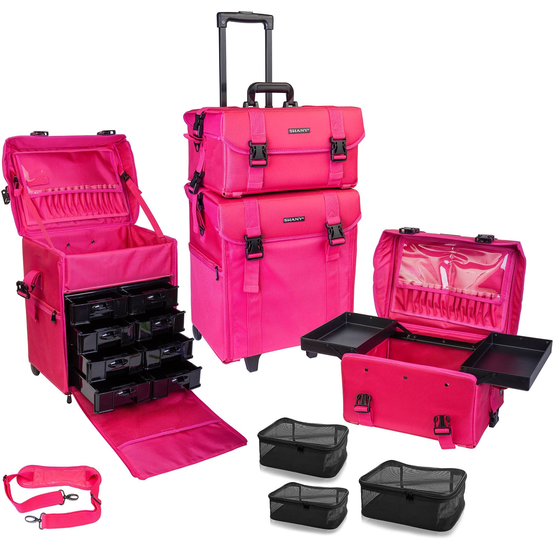 Soft Makeup Artist Rolling Trolley Cosmetic Case